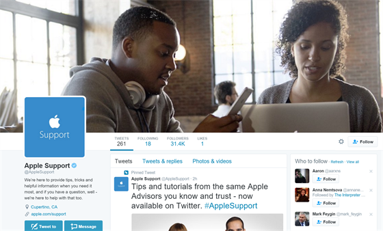 Apple otevel poradnu na Twitteru.