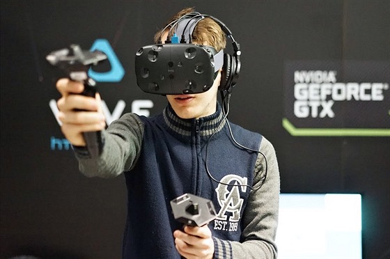 HTC Vive v akci bhem NVidia VR Roadshow.