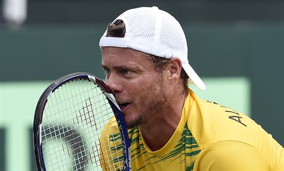 Lleyton Hewitt po ztraceném bodu ve tyhe v daviscupovém souboji Australie...