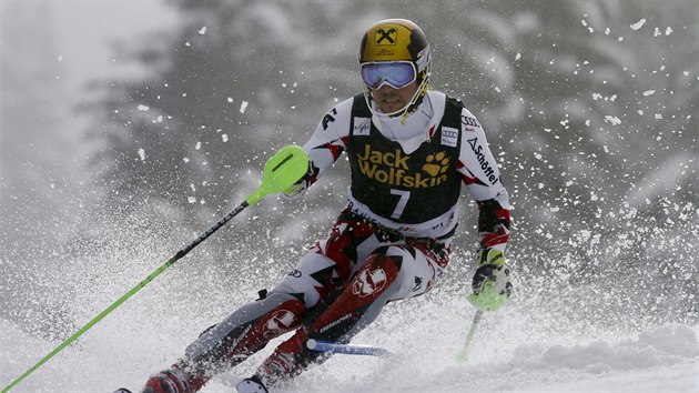 Rakousk lya  Marcel Hirscher ve slalomu v Kranjsk Goe.