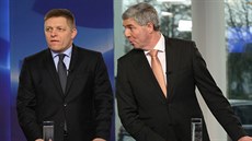 Televizní debata ped slovenskými parlamentními volbami. Vlevo premiér Robert...