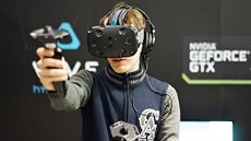 HTC Vive v akci bhem NVidia VR Roadshow.