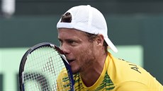 Lleyton Hewitt po ztraceném bodu ve čtyřhře v daviscupovém souboji Australie... Lleyton Hewitt po ztraceném bodu ve čtyřhře v daviscupovém souboji Australie...