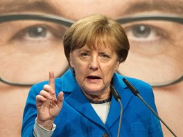 Nmecká kancléka Angela Merkelová na pedvolebním mítinku v...