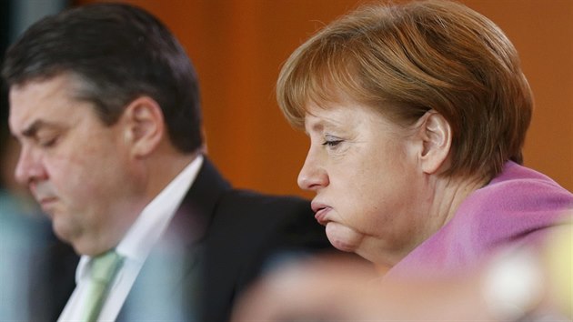 Nmeck kanclka Angela Merkelov a vicekancl Sigmar Gabriel (16.3.2016)