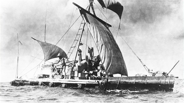 Pvodn vor Kon-Tiki z roku 1947, na kterm Thor Heyerdahl doplul z Peru a do Polynsie.
