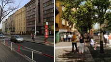 Současný a plánovaný vzhled po rekonstrukci Táborské ulice v Praze. Současný a plánovaný vzhled po rekonstrukci Táborské ulice v Praze.