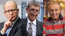 Miloš Zeman, Bohuslav Sobotka, Andrej Babiš a Karel Gott Miloš Zeman, Bohuslav Sobotka, Andrej Babiš a Karel Gott