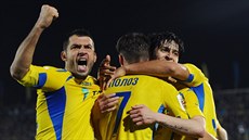 Fotbalisté Rostova na Donu se radují ze vstřeleného gólu. Fotbalisté Rostova na Donu se radují ze vstřeleného gólu.