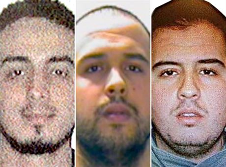Ti strjci belgických teroristických útok Najim Laachraoui (zleva), Khalid El...