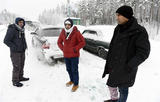 Benci na hraniním pechodu Salla na rusko-finské hranici (23. ledna 2016)