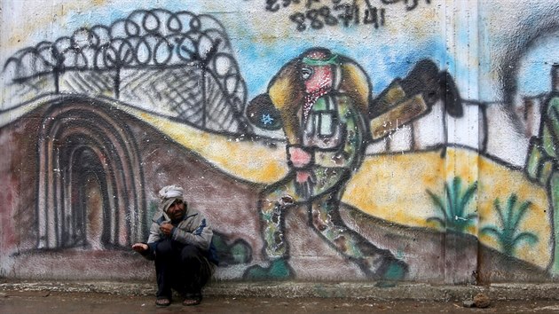 Grafiti oslavujc Hamas v psmu Gazy (28. bezna 2016)