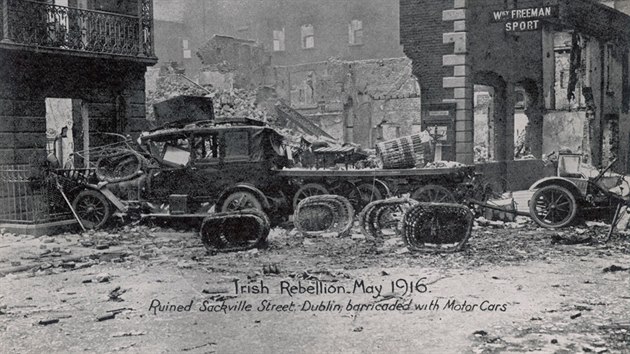 Centrum irskho Dublinu bhem takzvanho Velikononho povstn (1916)