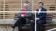 Prezidenti obou zemí na lavice v Lánech (28. bezen 2016)