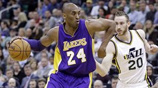 Kobe Bryant (vlevo) z Loas Angeles Lakers se snaží odpoutat od Gordona Haywarda... Kobe Bryant (vlevo) z Loas Angeles Lakers se snaží odpoutat od Gordona Haywarda...