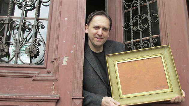 Jacek Proszyk s obrazem Jry Cimrmana
