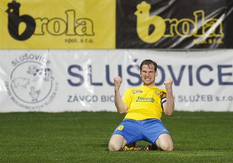 Zlínský útoník Tomá Poznar se raduje ze svého gólu proti Plzni.
