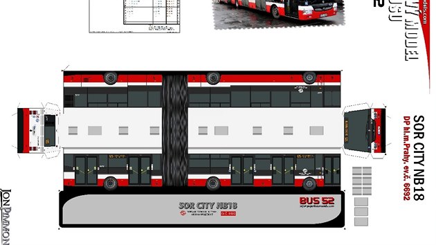 Vystihovnka autobusu SOR City NB18 v pomru 1:100, kter od zkladu spolu s mnoha dalmi vytvoil Jan astn.