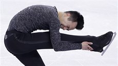 Patrick Chan ve volné jízd na mistrovství svta v Bostonu.