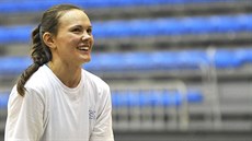 Lotyšská basketbalistka Anete Šteinbergaová při tréninku ZVVZ USK Praha Lotyšská basketbalistka Anete Šteinbergaová při tréninku ZVVZ USK Praha