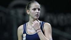 Karolína Plíková v duelu semifinále Fed Cupu s Viktorijí Golubicovou
