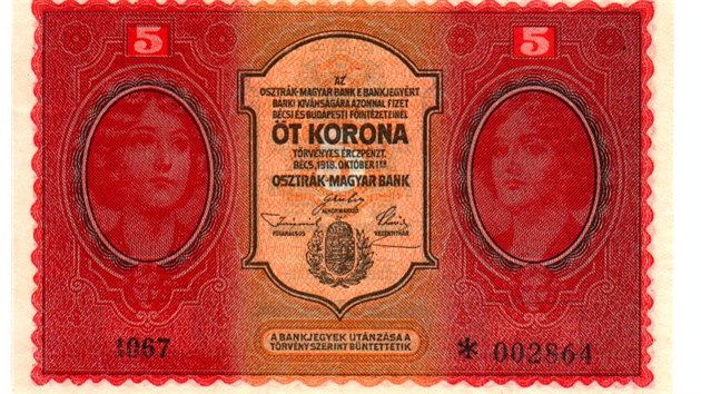 Zajmavost ptikoruny z roku 1918 je, e motiv z maarsk strany byl pouit pro prvn eskoslovenskou 5 K v roce 1919. Souasn cena tto bankovky se odhaduje na 1,2 a 1,5 milion korun.