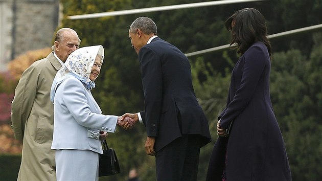 Americk prezident Barack Obama s chot piletli do britskho Windsoru oslavit devadestiny krlovny Albty II. (22. dubna 2016)