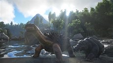 Ilustraní obrázek ze hry Ark: Survival Evolved, okolo které se spor toí.