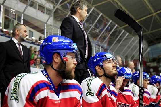 Stídaka hokejové reprezentace bhem utkání Euro Hockey Tour proti védsku.