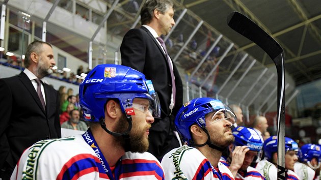 Stdaka hokejov reprezentace bhem utkn Euro Hockey Tour proti vdsku.