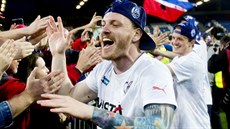 Ondřej Vaněk během plzeňských mistrovských oslav. Ondřej Vaněk během plzeňských mistrovských oslav.
