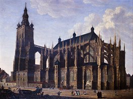 Obraz z konce 18. stolet zachycuje katedrlu v podob, v jak stla po terezinskch pravch Hradu. Pi nich dostala velk v katedrly novou, pozdn barokn helmici.