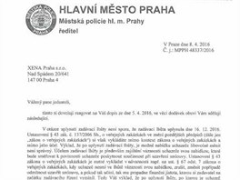 Dopis editele Mstsk policie Praha.