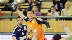 Petr Vinkehöfer střílí v semifinálovém zápase proti Hranici. Petr Vinkehöfer střílí v semifinálovém zápase proti Hranici.