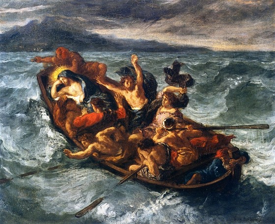 Kristus na Galilejském moi (1853). Jedno z Delacroixových vystavených dl...