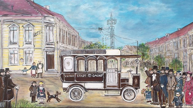 Trolejbus jezdil mezi eskmi Velenicemi a Gmndem v letech 1907 a 1916.