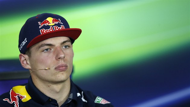 Max Verstappen na tiskov konferenci ped Velkou cenou F1 v Katalnsku