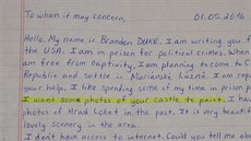 Americký vze Brandon Duke napsal do Lokte dopis s páním namalovat tamní hrad.