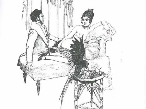 Knihu Ve sladké tísni klína doprovází ada historických erotických ilustrací.