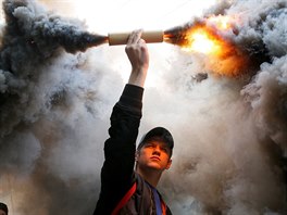 PROTEST. lenové batalionu Azov, který je souástí Ukrajinské národní gardy, v...