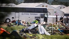 Řecká policie začala v úterý vyklízet tábor v Idomeni. (24. května 2016) Řecká policie začala v úterý vyklízet tábor v Idomeni. (24. května 2016)