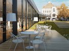 Zahrada knihovny - vizualizace plánované podoby futuristické pístavby chebské...