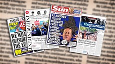 Titulní strany britských deníků z posledních dnů Titulní strany britských deníků z posledních dnů