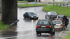 Pi vtích detích se pod viaduktem na hlavním prtahu Pelhimovem ve smru na...