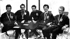 Jií Kynos druhý z prava. tafeta 4 x 100 metr, Atény 1969