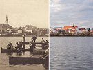 Jindichv Hradec kolem roku 1895 a dnes.