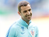 Chorvatsk kapitn Darijo Srna na trninku ped zpasem proti esk reprezentaci