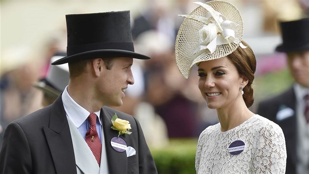 Princ William a jeho manelka Kate na dostizch (Ascot, 15. ervna 2016)
