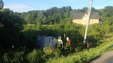 Pi dopravní nehod na Opavsku se zranilo est mu (18. ervna 2016).