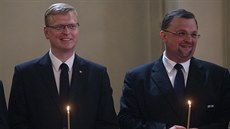 Pietního aktu se úastnil i vicepremiér Pavel Blobrádek (vlevo) a Jindich...